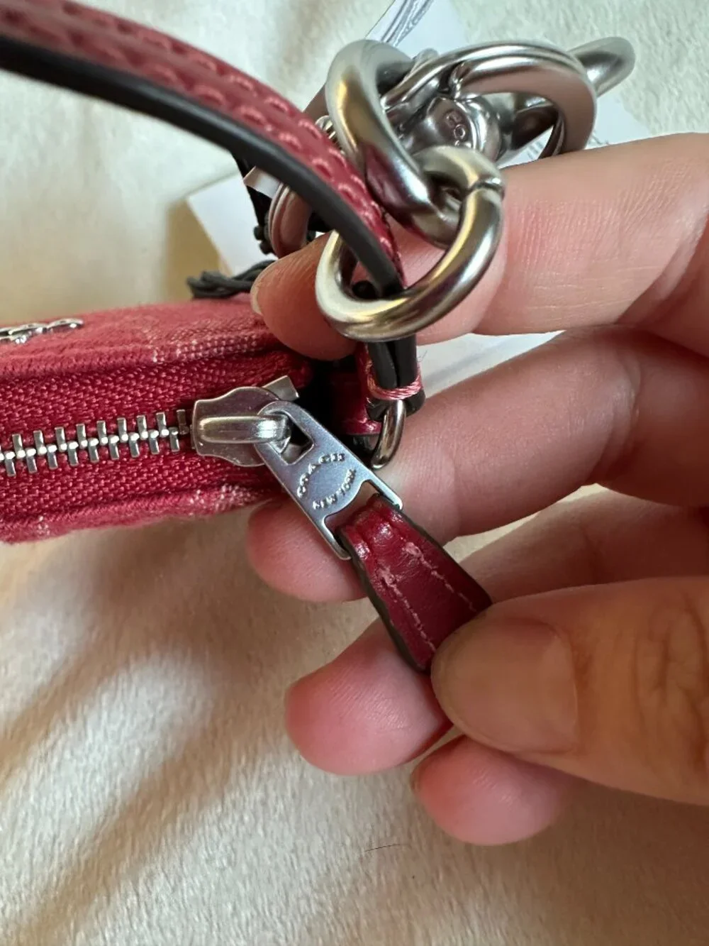 NWT! Coach Mini Nolita Bag Charm In Signature Denim Silver/True Red CDB23 - Picture 7 of 12